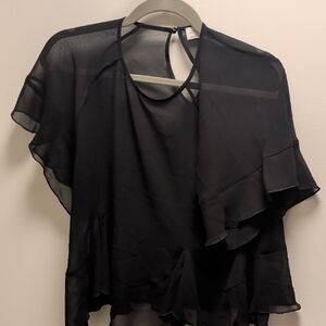 Wilfred Black Sheer Ruffle Blouse